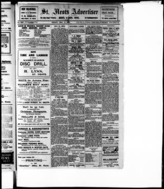 cover page of St. Neots Advertiser published on November 3, 1916
