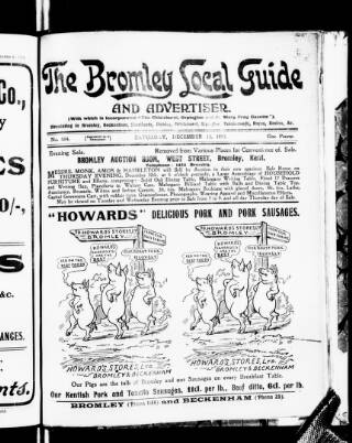 cover page of Bromley Local Guide and Advertiser published on December 13, 1913