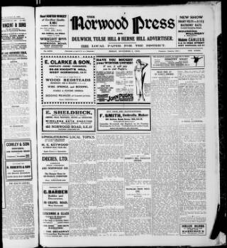 cover page of Norwood Press and Dulwich Advertiser published on November 2, 1928