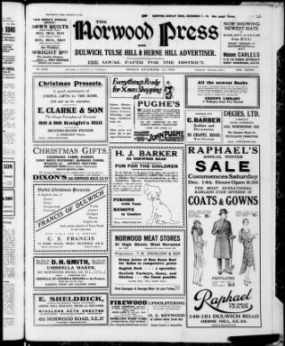 cover page of Norwood Press and Dulwich Advertiser published on December 13, 1929