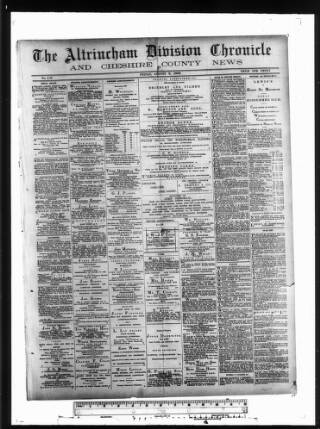 cover page of Altrincham Chronicle published on August 2, 1889