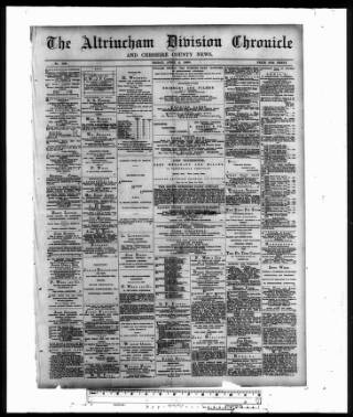 cover page of Altrincham Chronicle published on April 4, 1890