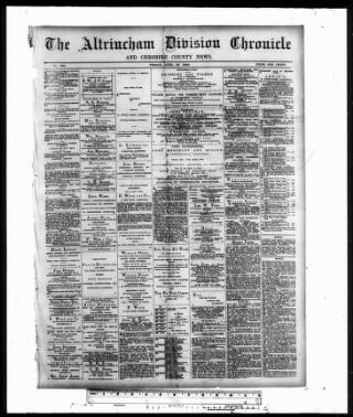 cover page of Altrincham Chronicle published on April 18, 1890