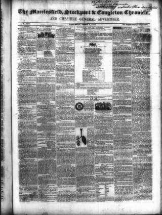 cover page of Macclesfield, Stockport, & Congleton Chronicle published on April 1, 1848
