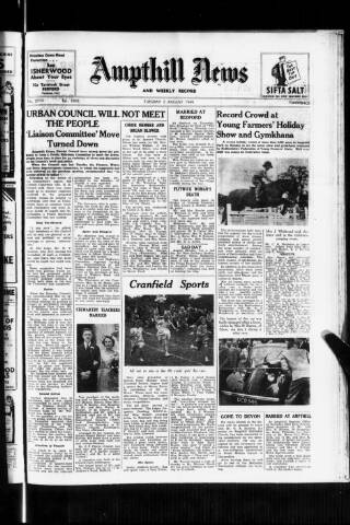 cover page of Ampthill & District News published on August 2, 1949