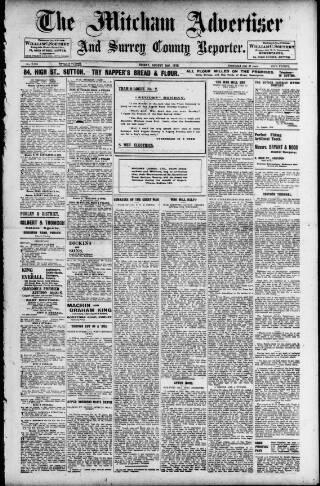 cover page of Mitcham Advertiser published on August 2, 1918