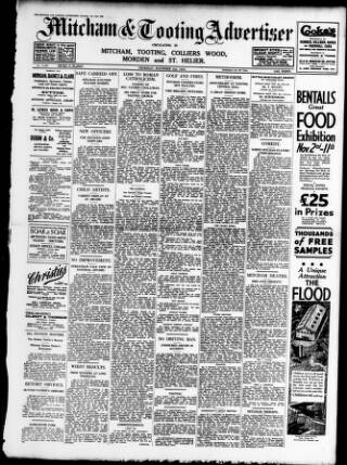 cover page of Mitcham Advertiser published on November 2, 1933