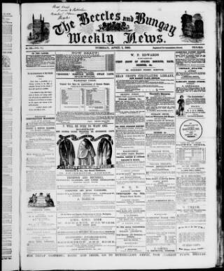 cover page of East Suffolk Gazette published on April 1, 1862