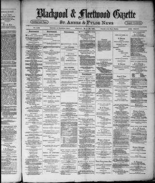 cover page of Blackpool Gazette published on May 22, 1891
