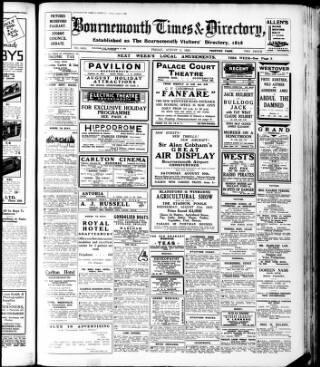 cover page of Bournemouth Times and Directory published on August 2, 1935