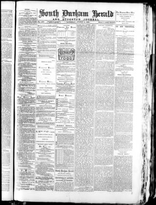 cover page of South Durham Herald published on August 2, 1890