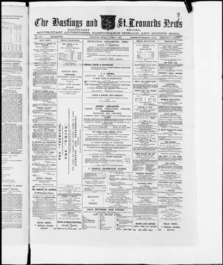 cover page of Hastings and St. Leonards News published on April 1, 1881