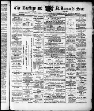 cover page of Hastings and St. Leonards News published on June 13, 1884