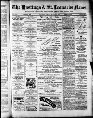 cover page of Hastings and St. Leonards News published on August 2, 1901