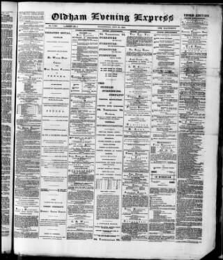 cover page of Oldham Evening Express published on May 22, 1889