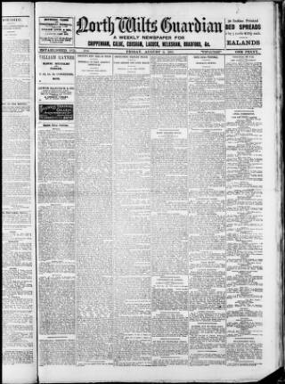 cover page of North Wilts Guardian published on August 3, 1917