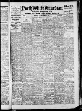 cover page of North Wilts Guardian published on November 2, 1917