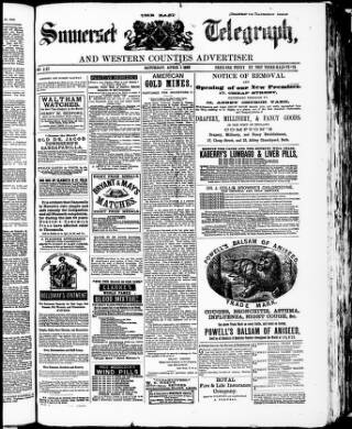 cover page of East Somerset Telegraph published on April 1, 1882