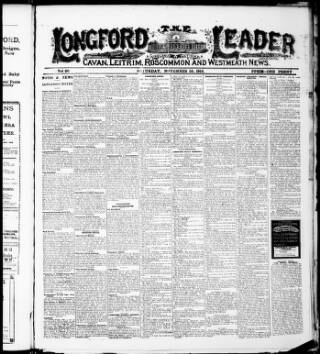 cover page of Longford Leader published on November 25, 1916