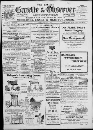 cover page of Enfield Gazette published on November 2, 1917
