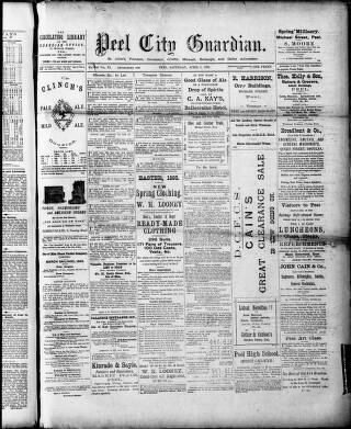 cover page of Peel City Guardian published on April 1, 1893