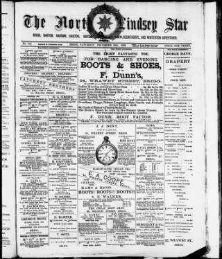 cover page of Lincolnshire Star published on December 28, 1889