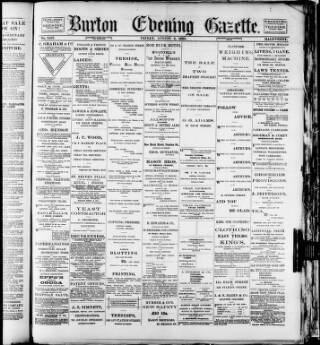 cover page of Burton Evening Gazette published on August 2, 1889