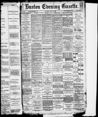 cover page of Burton Evening Gazette published on November 2, 1896