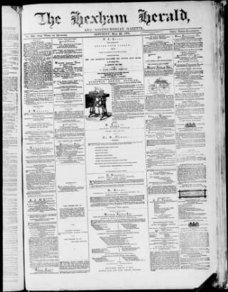 cover page of Hexham Herald and Northumbrian Gazette published on May 22, 1875
