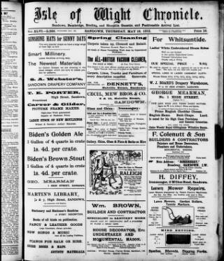 cover page of Isle of Wight Chronicle published on May 16, 1912