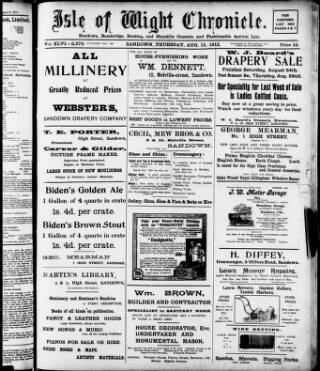 cover page of Isle of Wight Chronicle published on August 15, 1912