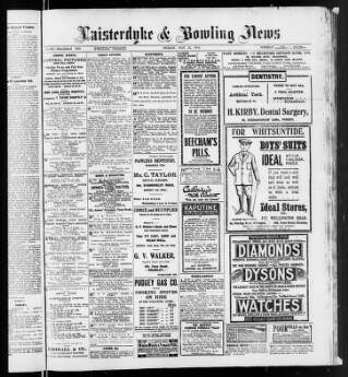 cover page of Laisterdyke & Bowling News published on May 22, 1914
