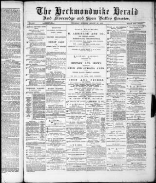 cover page of Heckmondwike Herald published on August 22, 1889
