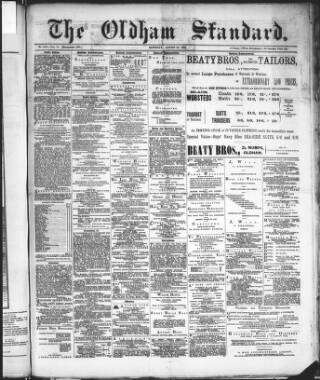 cover page of Oldham Standard published on August 24, 1889