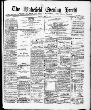 cover page of Wakefield Evening Herald published on April 1, 1889