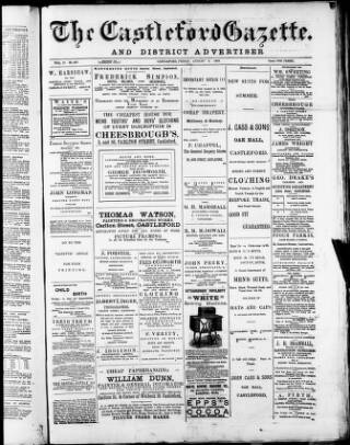 cover page of Castleford Gazette published on August 2, 1889