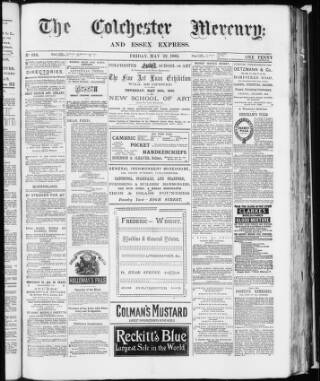 cover page of Colchester Mercury and North Essex Express published on May 22, 1885