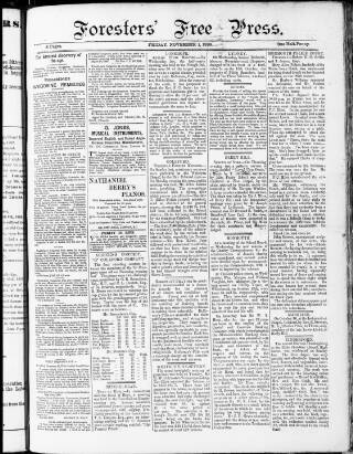 cover page of Forester's Free Press published on November 1, 1889