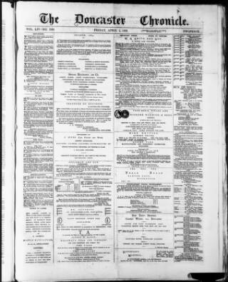 cover page of Doncaster Chronicle published on April 5, 1889