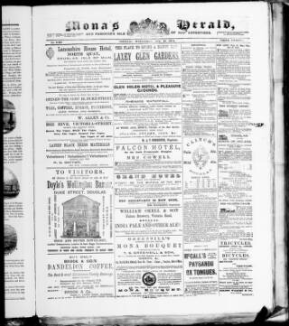 cover page of Mona's Herald published on August 27, 1884