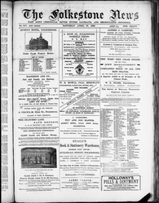 cover page of Folkestone News & East Kent Chronicle published on April 27, 1889