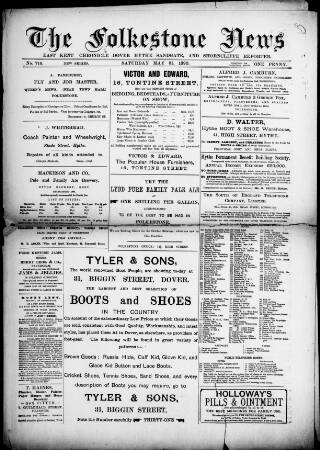 cover page of Folkestone News & East Kent Chronicle published on May 31, 1890