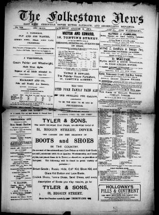 cover page of Folkestone News & East Kent Chronicle published on August 2, 1890