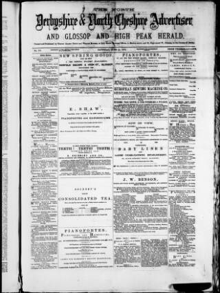 cover page of North Derbyshire & North Cheshire Advertiser published on June 13, 1874