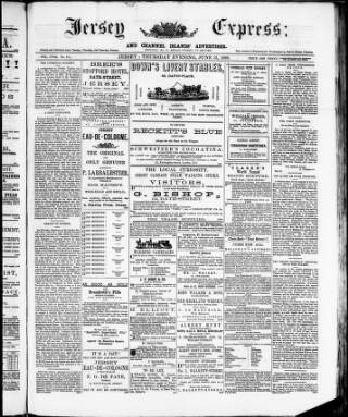 cover page of Jersey Express and Channel Islands Advertiser published on June 13, 1889