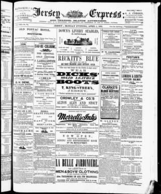 cover page of Jersey Express and Channel Islands Advertiser published on April 1, 1895
