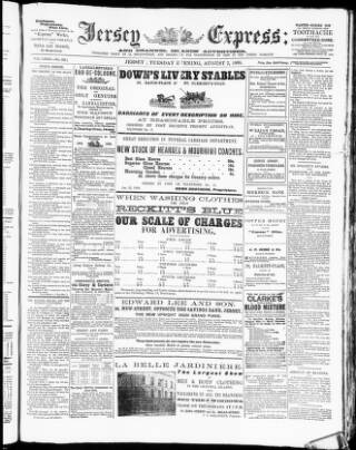 cover page of Jersey Express and Channel Islands Advertiser published on August 2, 1898