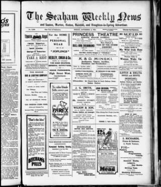 cover page of Seaham Weekly News published on November 2, 1923
