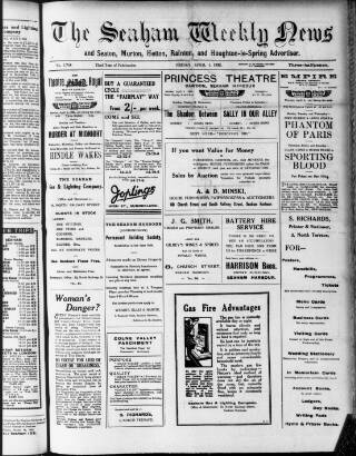 cover page of Seaham Weekly News published on April 1, 1932