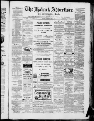 cover page of Hawick Advertiser and Roxburghshire Gazette published on April 1, 1882
